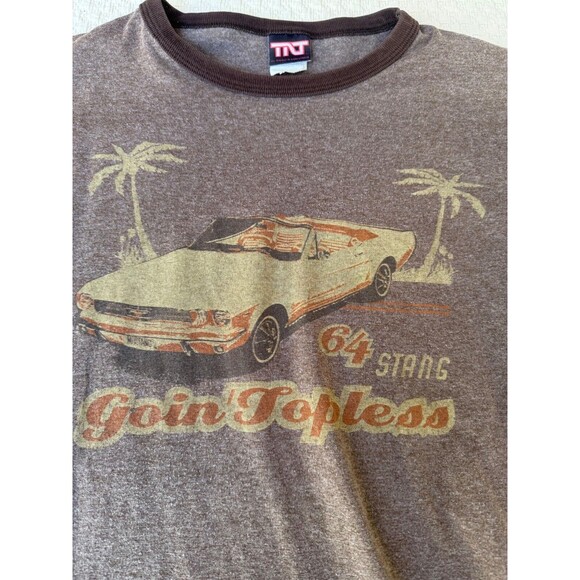 Vintage Ford Mustang Shirt 64 Stang Goin Topless Retro TNT | Brown | Size Medium - Picture 4 of 10